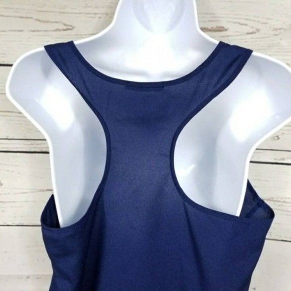Soprano Womens Sleeveless Racerback Top Blue Scoop Neck Sheer Size L - Picture 3 of 6